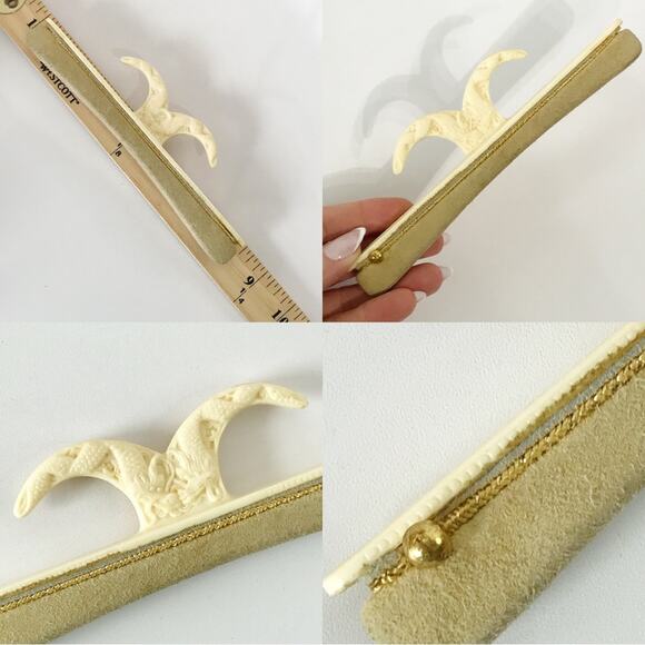 Vintage Celluloid Manicure Dragons Nail Buffer Vanity Set Tray Powder Box Lot - Picture 8 of 15